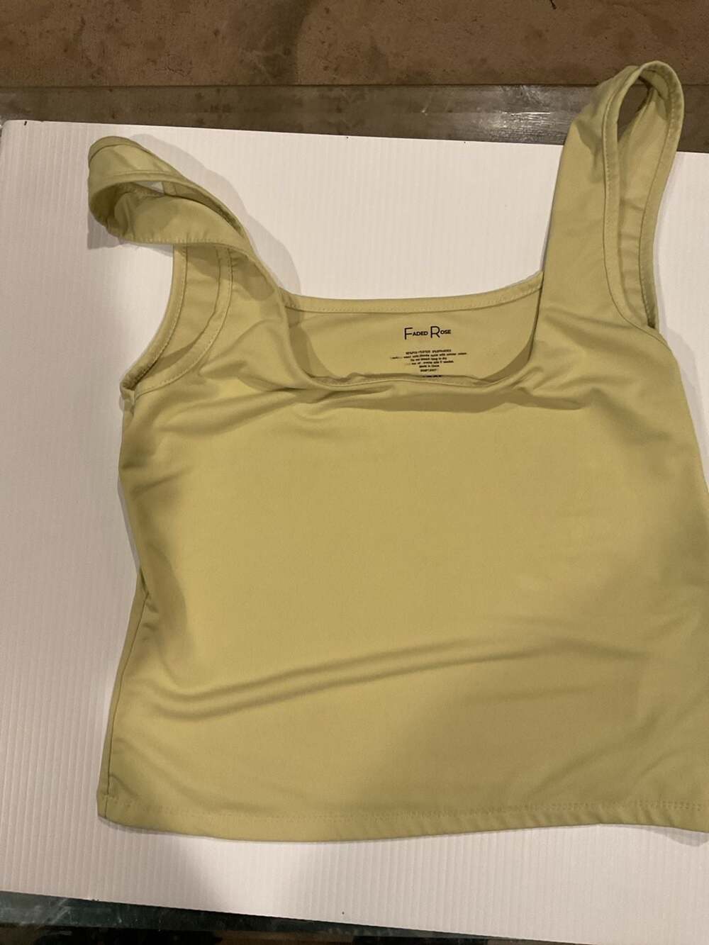 Faded Rose Yellow Square Neck Tank Top Size L